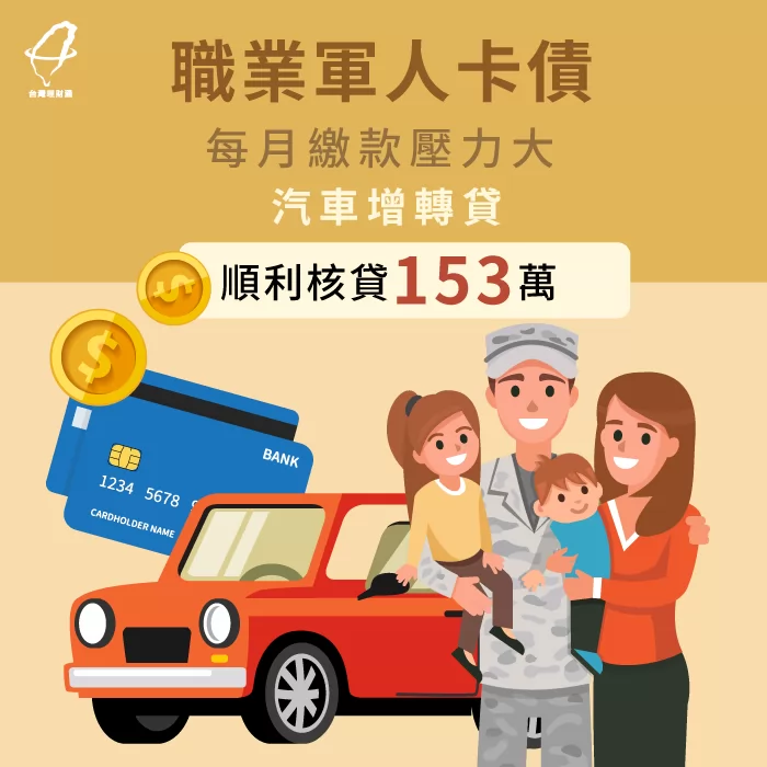 透過專員協助成功幫助職業軍人透過汽車增轉貸成功核貸153萬 職業軍人成功汽車轉增貸153萬-汽車貸款推薦