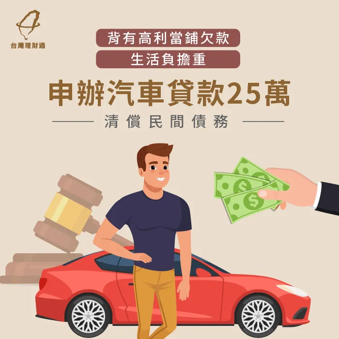 背有高利當鋪欠款,貸款顧問規劃汽車貸款方案,核准25萬清償民間債務 汽車貸款案例-汽車貸款推薦