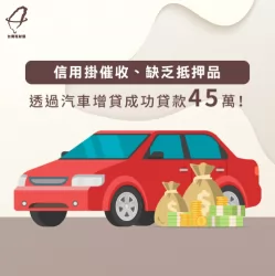 缺乏抵押品的張小姐在貸款專員的幫助下,利用已典當的汽車成功貸得45萬元 汽車貸款見證-汽車貸款推薦