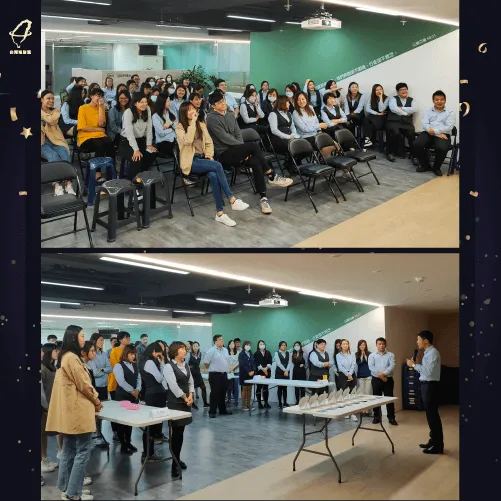 餐會開始前,公司的大家長上台致詞,給予大家滿滿的祝福與鼓勵 公司的大家長給予大家勸勉與鼓勵-感恩節活動