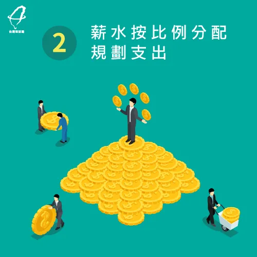 將薪水按比例分配,嚴格控制收支 薪水按比例分配-負債存錢