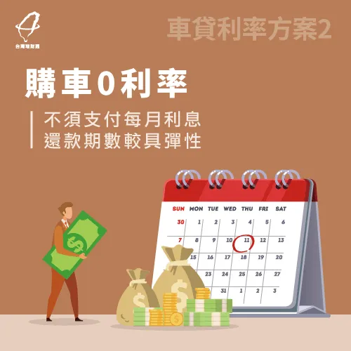選擇此方案,記得要優先將購車頭期款備期喔 購車0利率方案-汽車貸款推薦