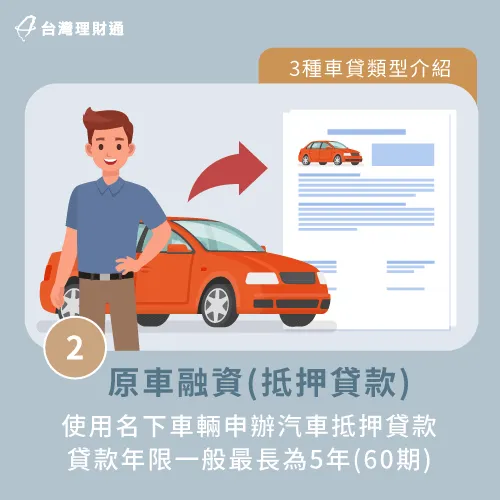 申辦汽車抵押貸款,不論是銀行或是融資公司的方案,還款年限最長均為5年。 汽車抵押貸款之還款年限-汽車貸款推薦