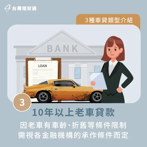 10年以上老車,因為有車齡與車輛剩餘價值的限制,故很難貸到較長期數。 老車貸款年限較短-汽車貸款可以分幾期