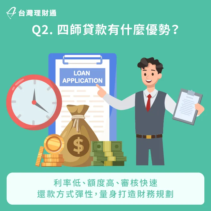 四師貸款享有低利率、高額度與彈性還款條件,申請流程也比一般貸款更友善 四師貸款有什麼優勢-四師貸款