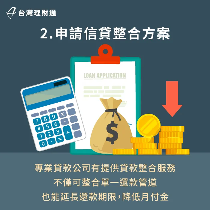 信貸整合不僅可以統一還款管道,還能透過延長還款期限的方式幫助降低月付金 信貸整合可幫助降低貸款月付金-信貸整合推薦