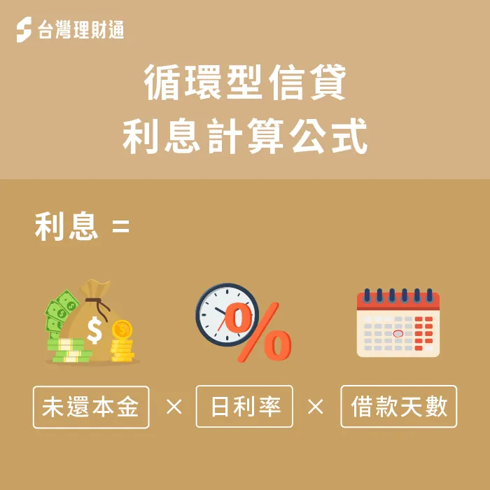 循環型信貸有動用才會有利息產生,以日為單位計算利息 循環型信貸利息計算方式-循環型信貸是什麼
