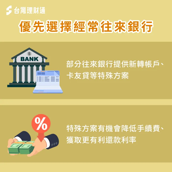 經常往來銀行具有特定優惠,可供申貸人申辦 優先選擇經常往來銀行-信用貸款好嗎