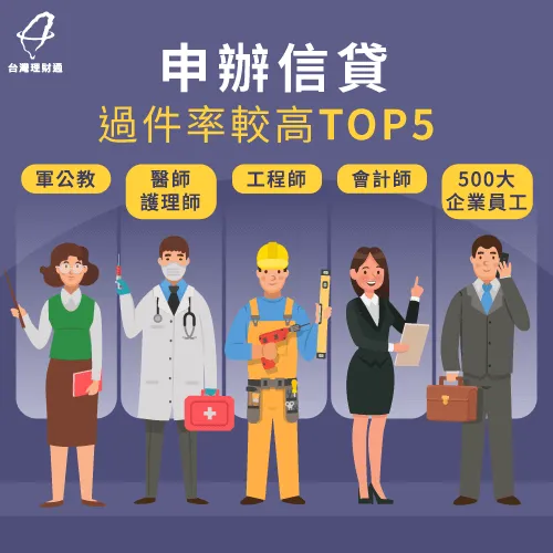 這5類工作者通常收入穩定,是銀行相對容易核貸的族群 申辦信貸過件率高的5大族群-信貸多久可以再貸