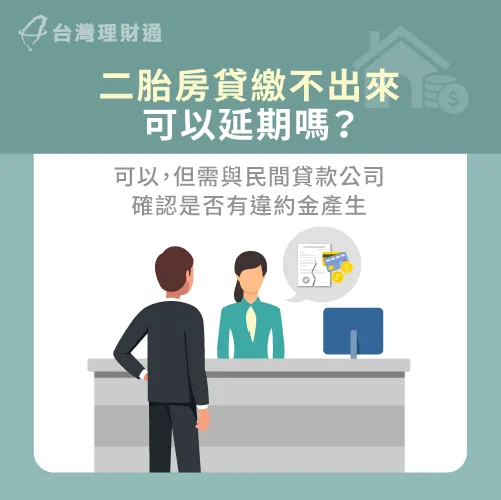 二胎房貸有繳款困難,務必先確認一胎能持續還款,並與民間貸款公司確認違約金事宜 二胎房貸繳不出來申請延期-房貸可以延期嗎