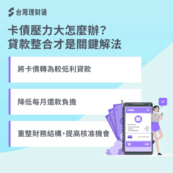 卡債壓力大怎麼辦?貸款整合改善負債關鍵 貸款整合-有卡債還能貸款嗎