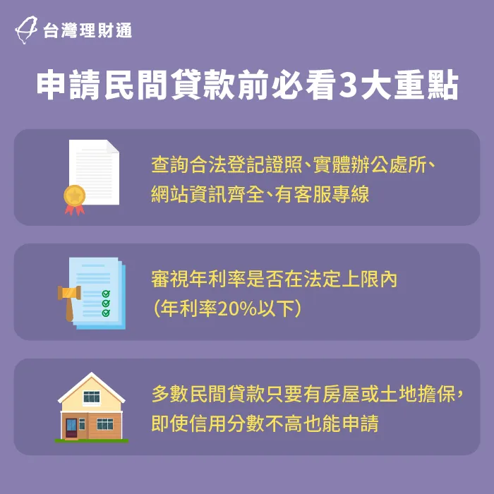申請民間貸款時,記得認清合法公司、看懂利率、了解抵押品與自身條件是否符合審核標準 民間貸款真的合法嗎-民間貸款安全嗎