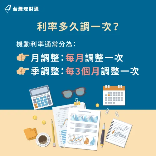 如果為固定式利率的話,利率不會變,只有機動式利率才有分月調整或季調整喔! 貸款利率調整頻率-貸款利率會變嗎