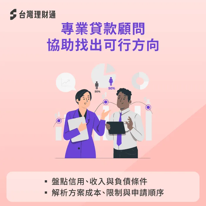 專業貸款顧問協助盤點負債並評估可行整合方向 專業貸款顧問協助-貸款整合可以降低月付金嗎
