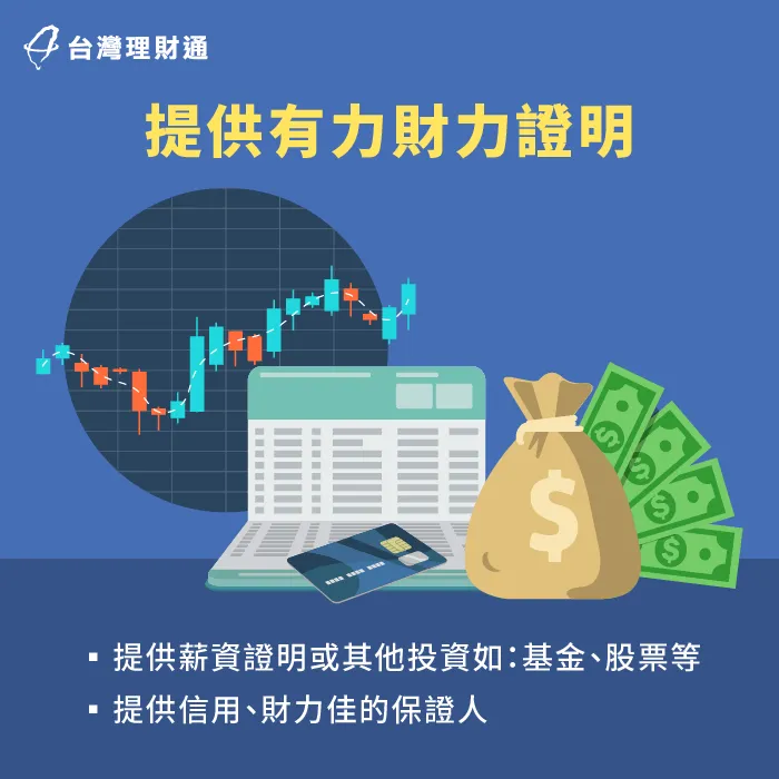 提供薪轉、房屋稅單等有力證明,提高承貸機構核貸意願 提供有力財力證明-聯徵分數低 貸款