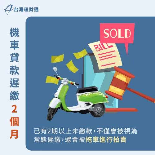 機車貸款遲繳長達2個月甚至以上,銀行與民間貸款公司有權進行拖車並拍賣 遲繳2個月可能會被拖車拍賣-機車貸款遲繳會怎樣