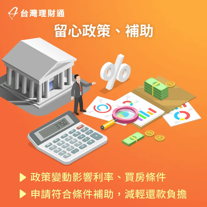 留意政府補助和政策,減輕還貸負擔 注意政策與補助-拉長房貸期數