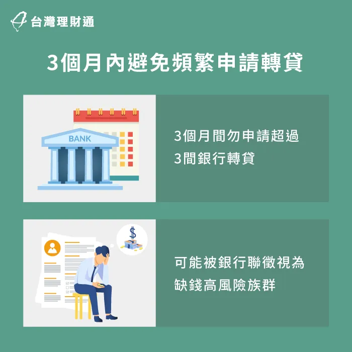頻繁轉貸會被銀行認為缺錢、還款能力不佳而拒絕核貸 避免頻繁申請轉貸-房屋轉貸推薦