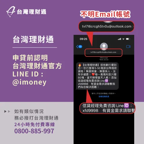 假如收到以Email帳號發送之貸款簡訊,要小心注意是否為貸款詐騙 簡訊貸款詐騙案例-貸款公司推薦