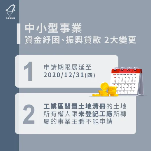 中小企業紓困振興貸款申請時間延長至2020年底,並限縮申請條件,記得要注意喔! 中小企業紓困振興貸款2大變更-中小企業振興貸款