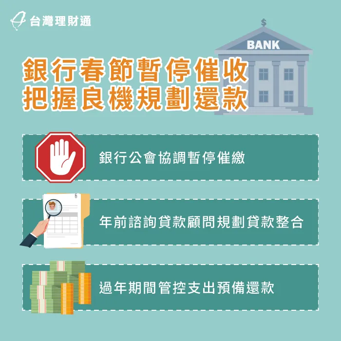 銀行暫停催收債務,申貸人應把握時機,重新計畫債務償還 春節暫停債務催收-貸款整合推薦