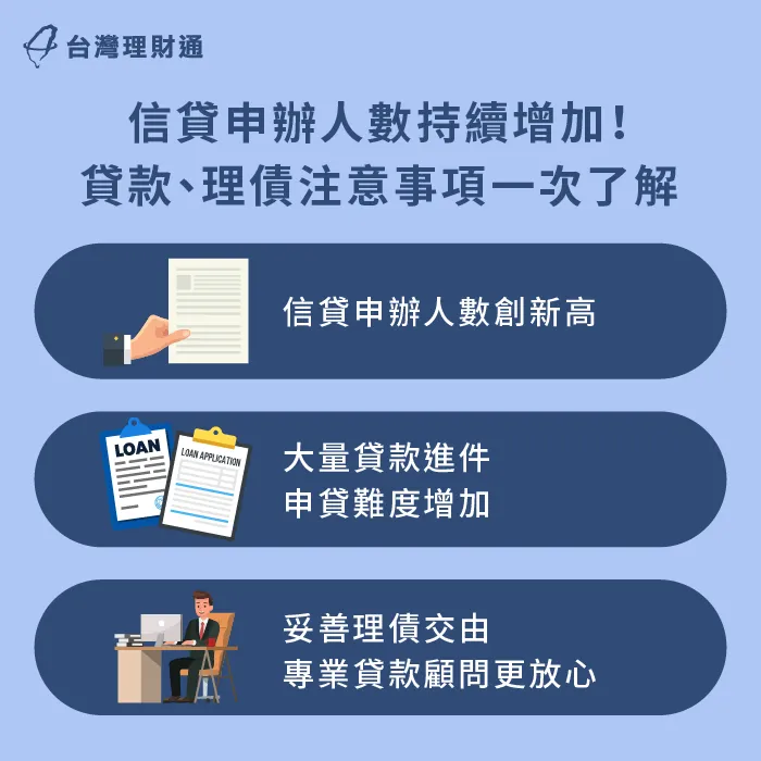 信貸人數增加,想要順利申辦過件、妥善管理負債,一定要注意本篇資訊 信貸申辦人數增加-信用貸款推薦