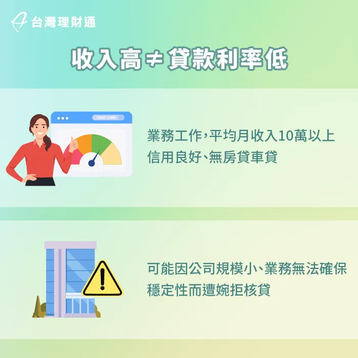 透過實際案例了解即使收入高,也不見得能獲得低貸款利率 收入高不等於利率低-職業 貸款利率