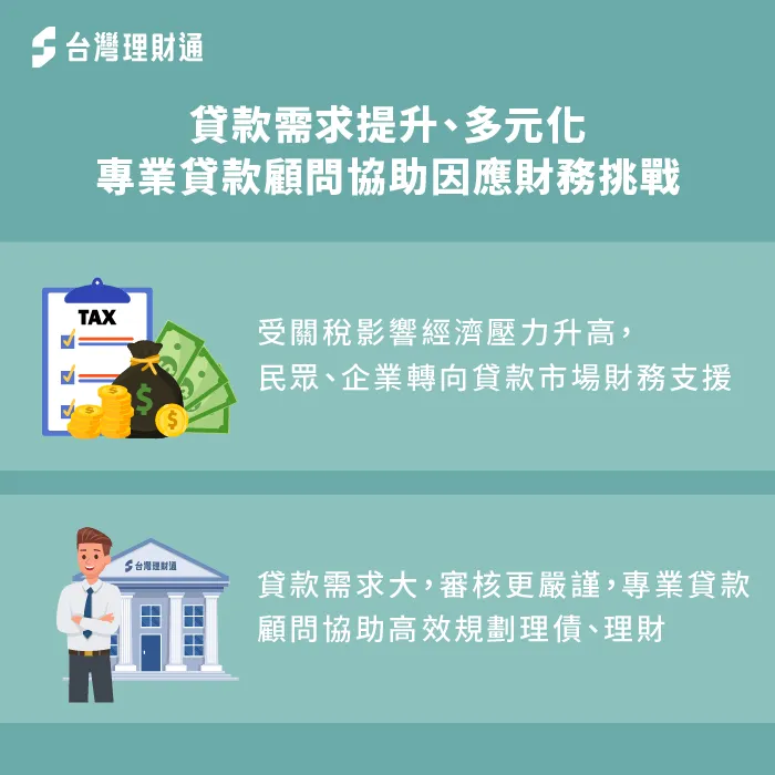 貸款顧問可提供多元化的申貸協助,使動盪的財務得到穩定 貸款顧問價值-關稅 貸款