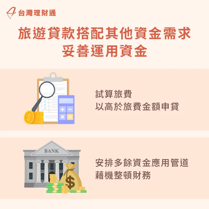 評估所需旅費,再加上近期運用資金需要申辦貸款 旅遊貸款搭配其他資金需求-旅行貸款